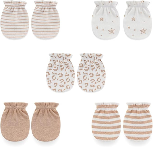 5 Pairs Baby Not Scratch Mittens 0-6 Months New Born Boy Girl Gloves Cute Infant Accessories