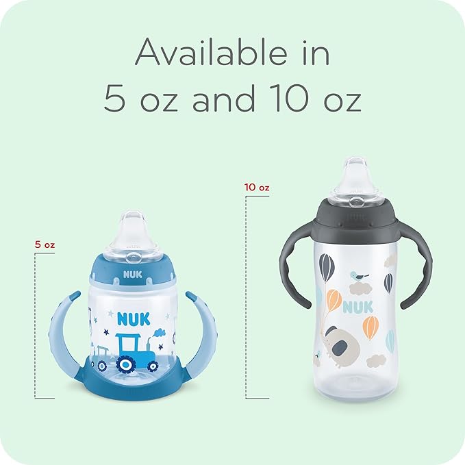 NUK Learner Cup, 10 Oz, Pack of 2, Minnie Mouse – Soft Spout, Easy-Grip Handles, BPA Free, Spill Proof Transition Sippy Cup
