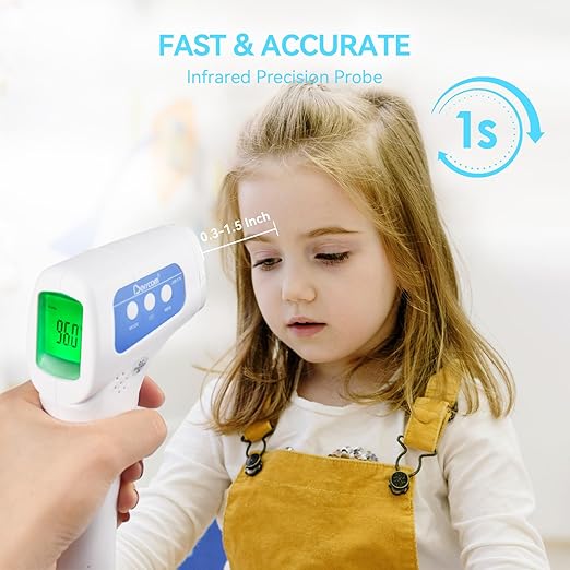 Berrcom Non Contact Forehead Thermometer Digital No-Touch Infrared Thermometers 3 in 1 for Adults and Kids Fever Check Thermometer Temperature Gun for Baby(Included 2X AAA Batteries)