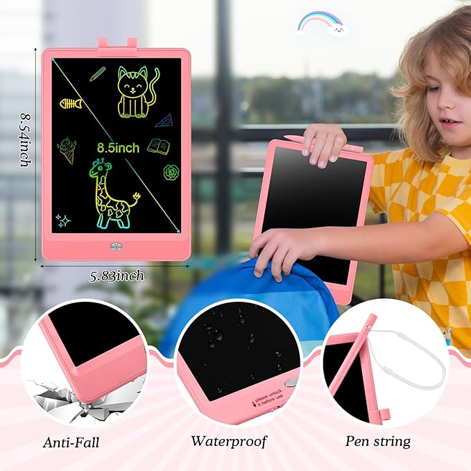 Decute Kids Toys LCD Writing Tablet with Stylus, 8.5 Inch Erasable Toddlers Doodle Board, Reusable Drawing Pad for Kids, Educational Christmas Birthday Gift for 3 4 5 6 7 8 Girls Boys Toddler Pink
