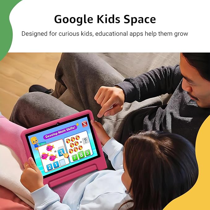 ApoloSign Kids Tablet 2025, 10.1 inch Tablet for Kids, Octa-core, 6 GB RAM, 64GB ROM Tablets for Toddlers with Parental Control, 8-hr Battery, Wi-Fi6, BT5.0, Droop-Proof Case (Pink)