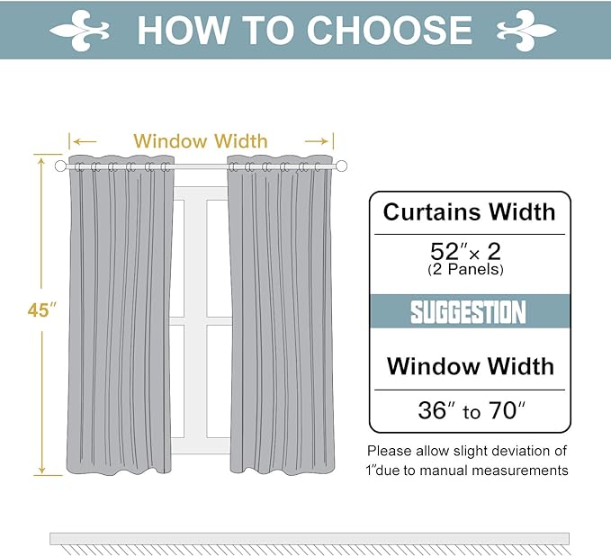 ChrisDowa 100% Blackout Curtains for Bedroom with Black Liner, 2 Thick Layers Total Blackout Thermal Insulated Grommet Window Curtains 2 Panels Set (Black, 52 x 45 Inch)