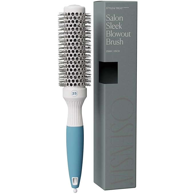 Round Brush for Blow Drying - Extra Small Ceramic Thermal Ionic Roller Brush for Sleek, Salon Blowout - Lightweight Round Hair Brush for Precise Styling and Manageable Hair (Bristle 1.7in, Barrel 1in)
