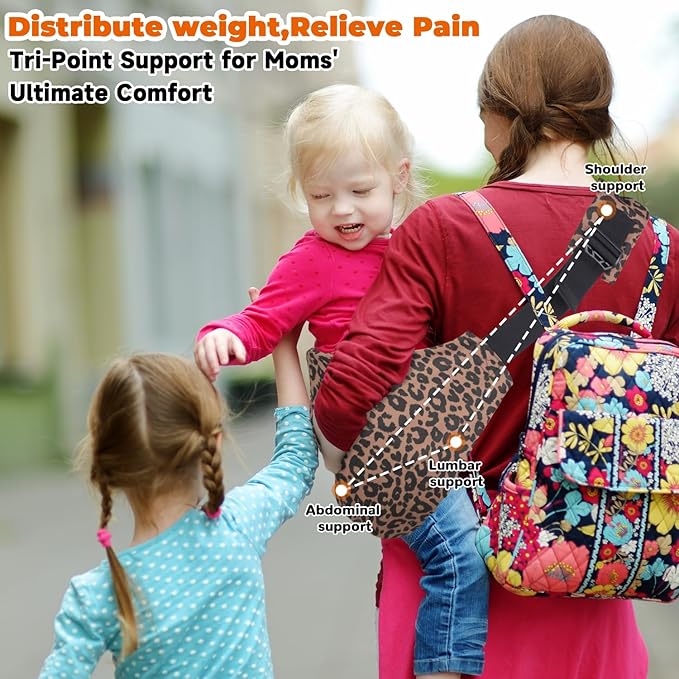 Baby Sling Carrier Adjustable Baby Sling 2025 Upgraded Toddler Sling Comfortable Baby Wrap Carriers Ergonomic-Designed, Travel Friendly Carrying 10-45 LbsLeopard