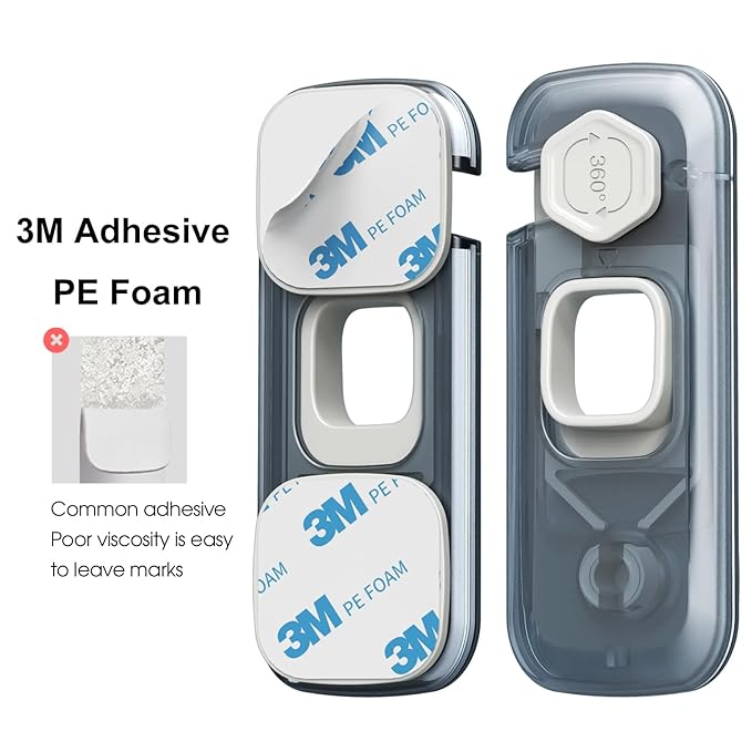 5 Pack Child Proof Refrigerator Lock, QYESWHSR Fridge Locks for Kids with Sticky Adhesive Pads, Child Safety Locks for Doors, RV Refrigerator, Oven Lock Child Safety Baby Cabinet Locks - Clear Updated