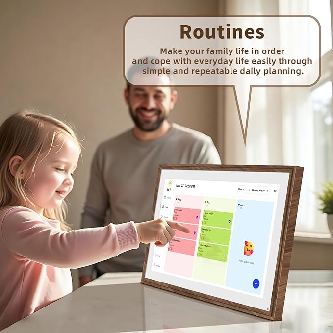 15.6 Inch Digital Calendar Chore Chart with Touchscreen - Full HD Interactive Display, Wall & Desk Mountable Family Planner, To-Do List & Meal Planner, Ideal for Home Organization & 2025 Scheduling