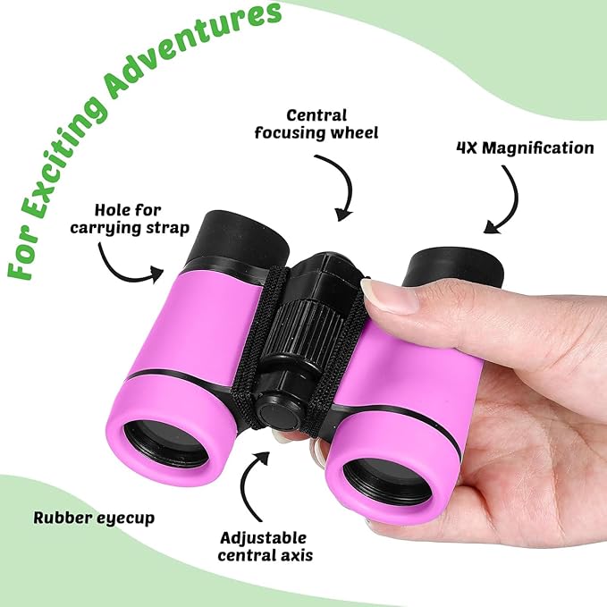 Yunsailing 9 Pack Kid Binoculars Shockproof Mini Compact Binoculars Gifts for 3-12 Years Boys Girls Folding Small Telescope for Kids Bird Watching Camping Outdoor Play, 9 Colors (Multicolored)