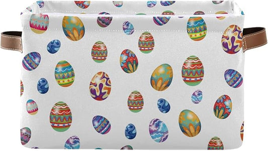 Easter Storage Basket Cube Storage Bins Organizer Bag Collapsible Closet Shelf Baskets with handle for Baby Cloth Pet Toy Book 14.2×10.2×8.3 IN