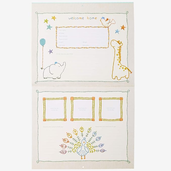 C.R. Gibson Animals 'Hello World' Baby Calendar Baby First Year Tracker, 11'' W x 18'' H