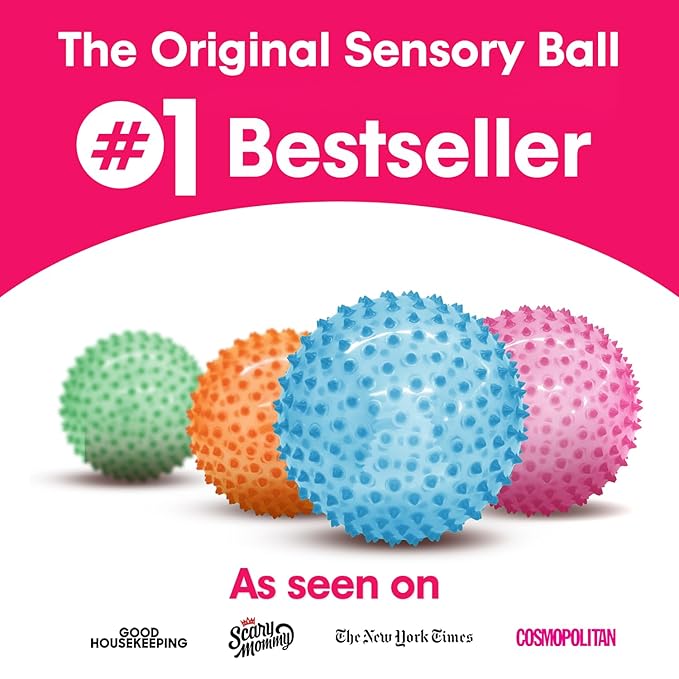 Edushape Sensory Ball for Baby - 7” Transparent Trendy Color Baby Ball that Helps Enhance Gross Motor Skills for Kids Aged 6 Months & Up - Pack of 1 Vibrant Colorful and Unique Textured Ball for Baby