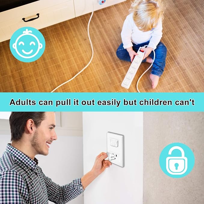 Outlet Covers (55 Pack) with Hidden Pull Handle Baby Proofing Plug Covers 3-Prong Child Safety Socket Covers Electrical Outlet Protectors Kid Proof Outlet Cap