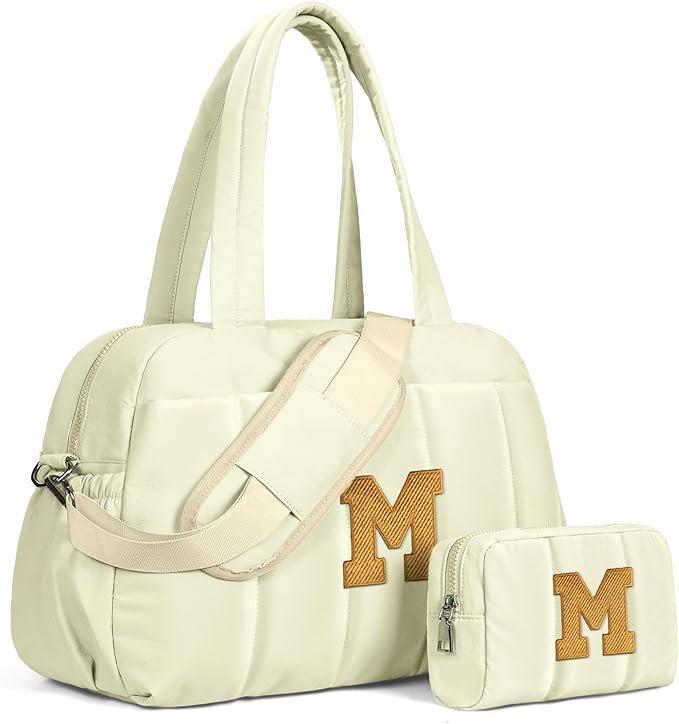 Duffle Bag for Travel Women, Travel Bags，Teenage Girls Gift Ideas-Initial Overnight Bag with Wet Pocket，Lightweight Weekender Bags Personalized Gym Tote with Makeup Pouch