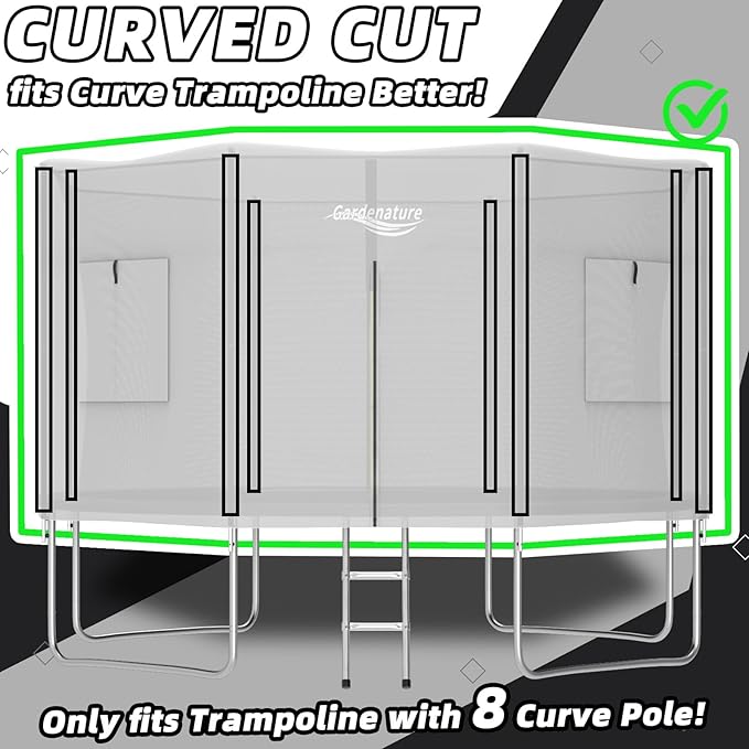 Gardenature 10FT/12FT/14FT Trampoline Tent(Tent Only), Fit Round Trampolines, Shade Cover with LED Light, Outdoor Trampolien Accessories, Anti-Tear, Beige