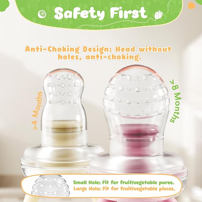 Bear Baby Fruit Food Feeder & Mini Freezer Nibble Tray Combo, 2 Pack Breastmilk Popsicle Molds for Baby Teething Relief, BPA Free Silicone Feeder for Safe Infant Self Feeding, Dishwasher Safe