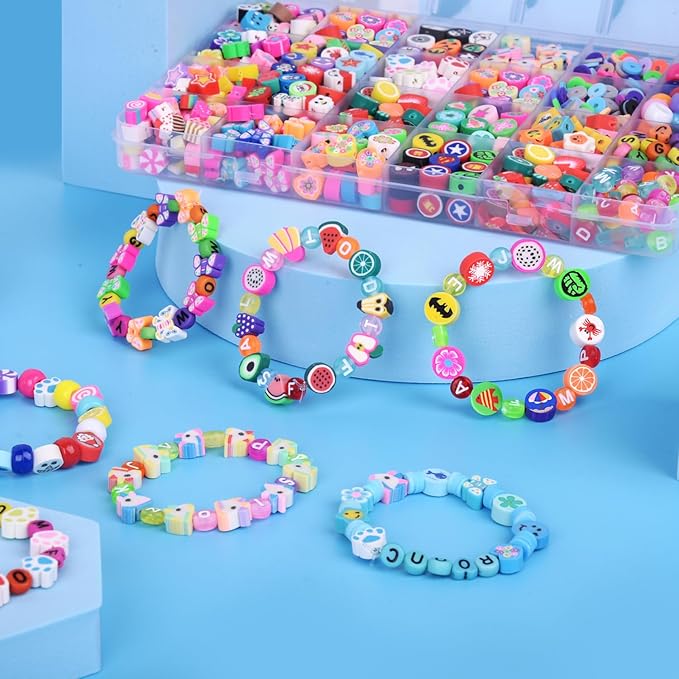 St.Patrick's Day Polymer Clay Beads Bracelet Making kit, 3480pcs 24 Style Cute Fun Beads Charms for Jewelry Necklace Earring Making DIY Accessories for Women Girls