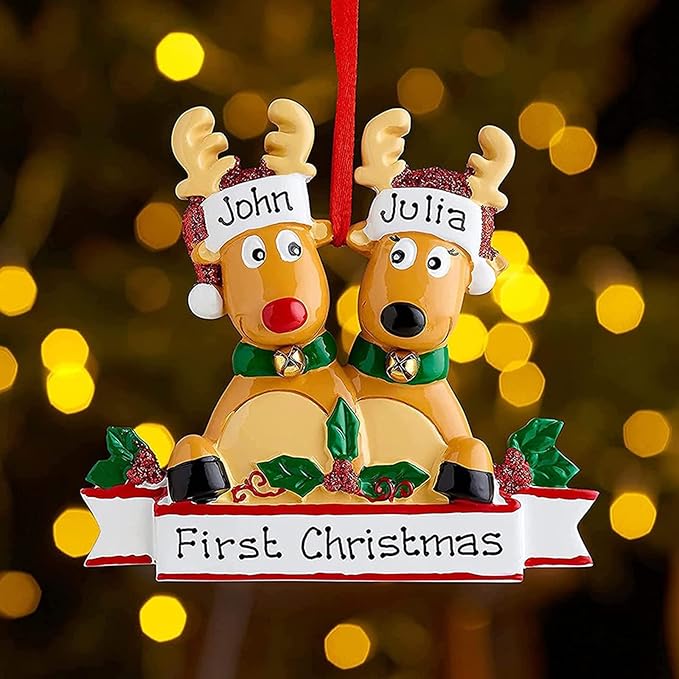 Personalized Christmas Ornaments 2025 Family of 2/3/4/5/6/7/8 Deer Christmas Ornaments Custom Name Customized Gifts for Xmas Tree,Family of 6