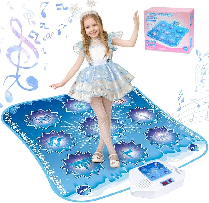 Dance Mat Kids Frozen Toys - Electronic Dance Mat for Girls Boys, Kids Dance Mat 5 Game Modes, Built-in Music, Touch Sensitive Light Up LED, Dance Floor Mat, Gifts for 3 4 7 12 Year Old Girls Boys