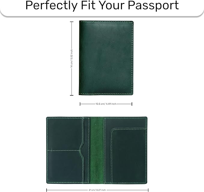 HIFA Leather Passport Holder, Handmade Passport Cover with Card and Ticket Slot - Genuine Leather, Elegant Design, Easy Access - Passport Case, Passport Wallet, Passport Holder