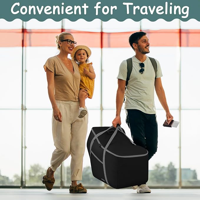 Infant Car Seat Travel Bag Fit Nuna Pipa All Model Car Seat and Base, Fit Doona Baby Stroller, Padded Car Seat Bags for Air Travel, Gate Check Bag with Side Pocket, 5 Protective Feet, Storage Bag