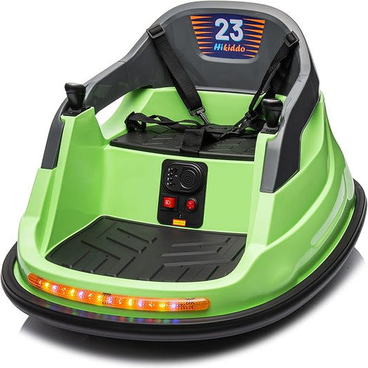 Baby Bumper Car, 6V Electric Kids Bumper Car for Toddlers with Remote Control, Bluetooth - Green