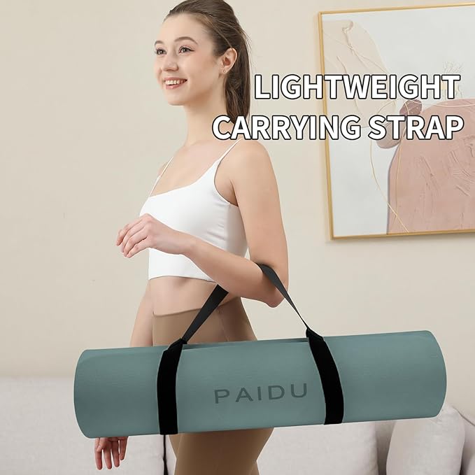 Yoga Mat Non Slip Anti-tear,extra thick-2/5 inch（10MM）High Resiliency Professional POE Yoga Mats for Women Men Kids,72"x24"inch,Workout, Yoga, Pilates and Floor Exercise, with Carrier Strap