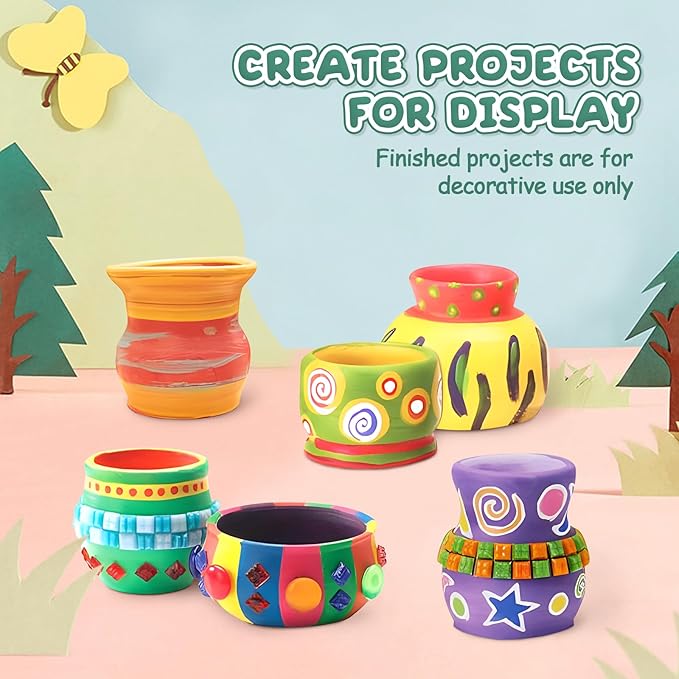 Skirfy Pottery Wheel for Kids Art Crafts Kits for Kids Ages 6-8 9-12 Clay Sculpting Tools & Painting Kit,Birthday Girls Toys 8-10,DIY Kits Clay Maker for Beginners
