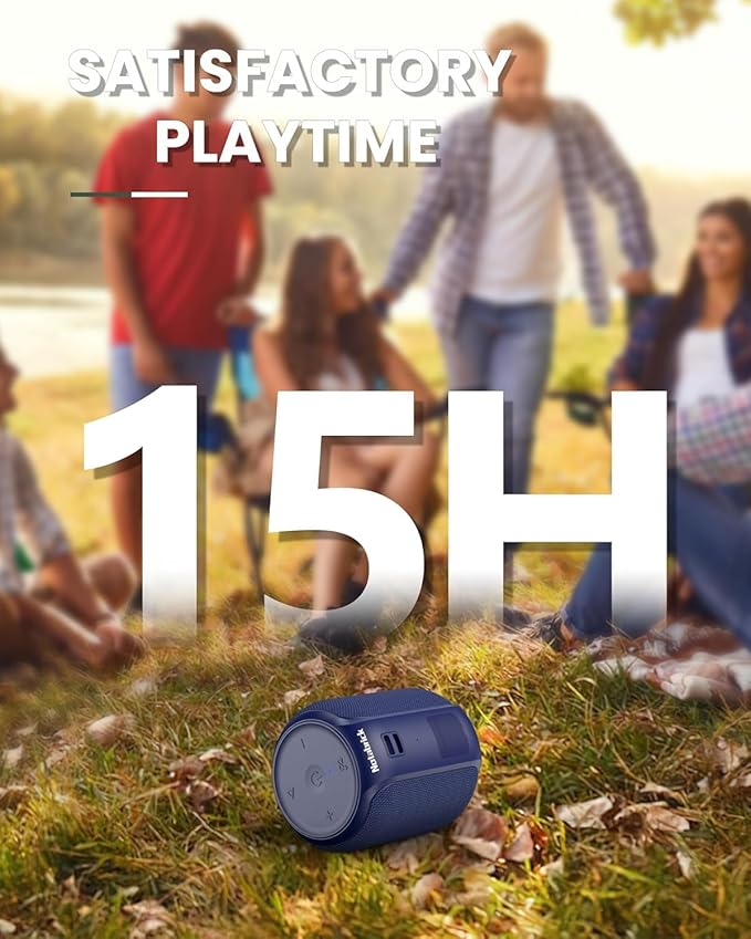 NOTABRICK Bluetooth Speakers Blue,Portable Wireless Speaker with 15W Stereo Sound, IPX6 Waterproof Shower Speaker, Dual Pairs, Portable Speaker for Party Beach Camping