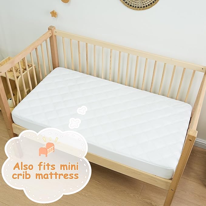 Yoofoss Waterproof Pack and Play Mattress Protector 2 Pack, Quilted Pack and Play Mattress Pad Cover Ultra Soft and Breathable, Playpen/Playard Mattress Sheet for Standard Pack n Play Size 39''x27''