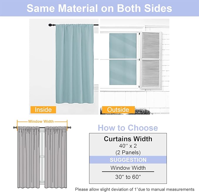 Simplebrand Ava Aqua Blackout Curtains for Bedroom 96 Inches Long 2 Panels, Solid Thermal Insulated, Energy Saving Nursery Window Treatment Curtains Blackout Drapes, W40 x L96 Inch, Aqua