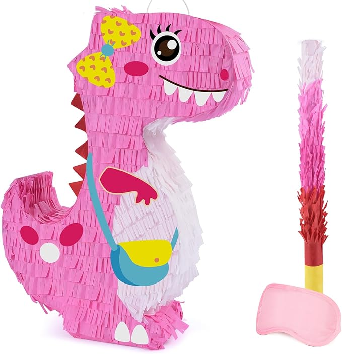 Dinosaur Pinata - Dinosaur Birthday Party Supplies for Girls Kids Dino Themed Party Pinata Bundle Set Perfect Party Game Activity Decoration