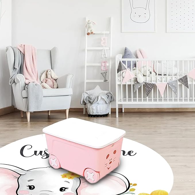 Custom Nursery Crib Bedding Set: 4 Piece Yellow Floral Elephant Design Baby Crib Sets for Girls with Personalized Name - Toddler Double Layer Blanket Set, Comfortable Crib Bed Sheets for Baby Toddlers