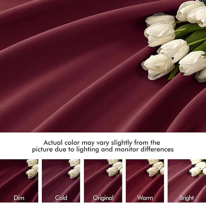 MIULEE Wine Red Back Tab Blackout Curtains 108 Inch Long 2 Panels Set for Bedroom, Rod Pocket/Pinch Pleat Extra Long Thermal Insulated Living Room Darkening Pleated Light Blocking Drapes