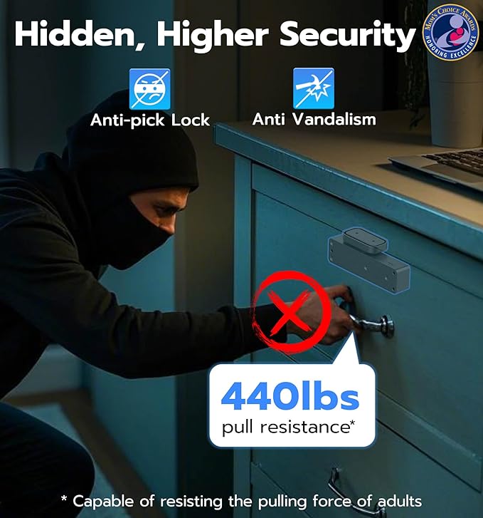 Anweller Smart Cabinet Lock, Hidden No Drill Keyless Electronic Digital Bluetooth RFID Magnetic Child Safety Baby Proofing Drawer Lock for Cupboard Closet Liquor Adults Secret Cabinets - Black Green