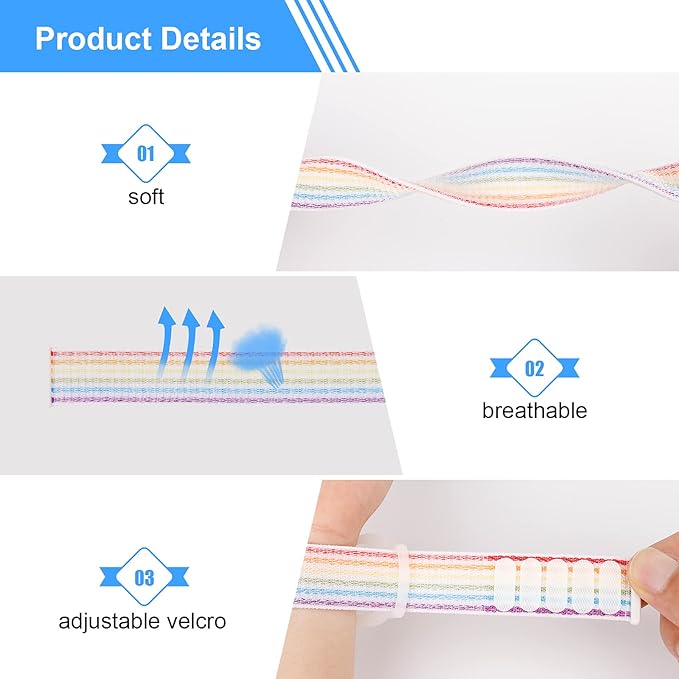 Kids Wristband Compatible with Apple AirTag, Protective Case for Air Tag GPS Tracker Holder with Nylon Bracelet, Adjustable Anti Lost Watch Band for Toddler Child Elder(2PacksRainbowA)