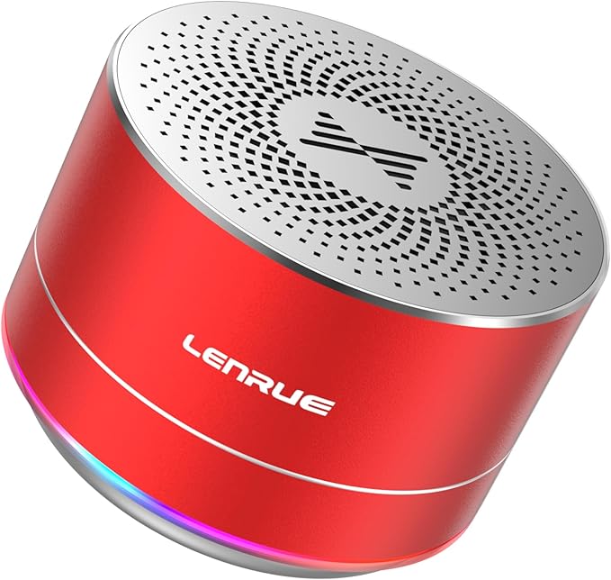 LENRUE A2 Portable Wireless Bluetooth Speaker with Lights and Lanyard,5W Mini Small Metal Speakers Bluetooth 5.0/Aux-in for iPhone Android Home Outdoor,Gift for Women/Girls