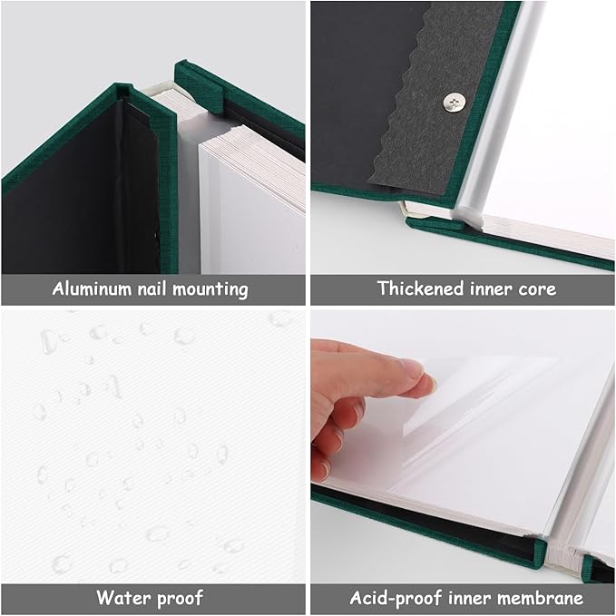 Zesthouse Photo Album Self Adhesive Pages, 60 Pages Magnetic Scrapbook Albums with Sticky Page,Photos Album Holds 8x10 & 5X7 & 4x6 & 6x8 & 3x5, Large Picture Book Ideal for Family,Wedding,Baby