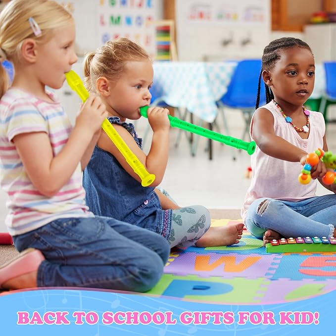 8 Hole Soprano Recorders Descant Flute Bulk With Cleaning Rod German Style for Back to School Gift Christmas Shoebox Supplies Musical Instruments Party Favor (12 Pack)