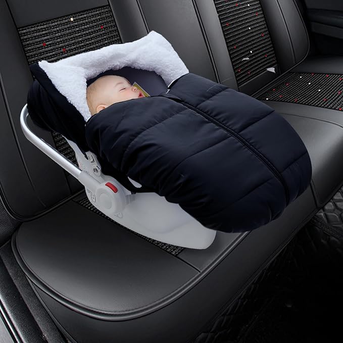 Fairy Baby Winter Car Seat Cover for Babies Carseat– Waterproof, Warm Car Seat Cover Baby – Universal Winter Cover for Back Seat, Infant Car Seat & Baby Carseat（Black）