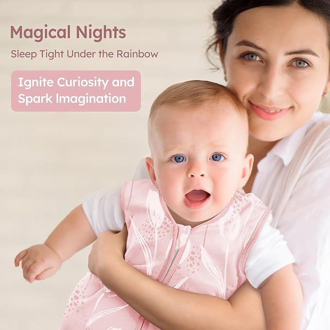 Baby Sleep Sack 0-6 Months 3 Pack 100% Cotton Lightweight 0.5 TOG Wearable Blanket Baby Sleep Bag with 2-Way Zipper for Newborn Infant Pink Flowers & Leaf