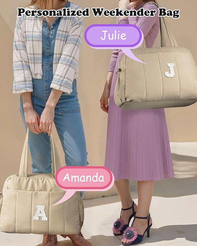 Monogram Duffle Bag, Weekender Bags for Women，Birthday Gifts Ideas-Overnight Bag with Wet Pocket，Lightweight Travel Bags Personalized Gym Tote with Makeup Pouch