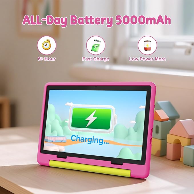 Kids Tablet,Android 15 Tablet with HD Display,10.1 inch,Parental Control & Kids Mode, Octa-Core, GMS Certified,20GB RAM 64GB ROM,1TB Expandable, 5000mAh Battery, Dual Camera, Protective Case,Pink