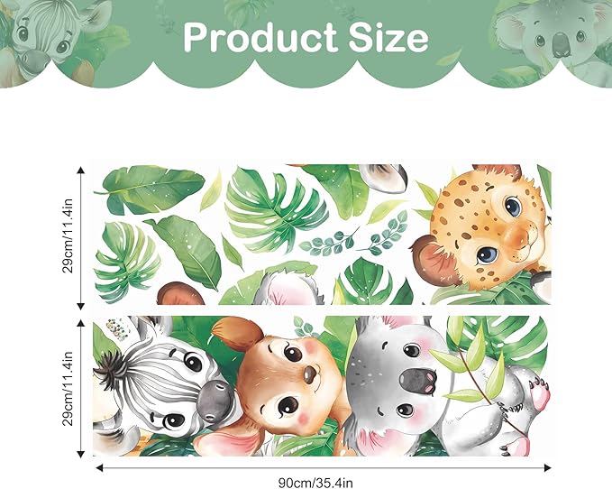 Tanlaby Jungle Animals Wall Stickers Woodland Animal Wall Decals Leopard Deer Zebra Safari Peel and Stick Art Decor for Baby Nursery Kids Bedroom Playroom Daycare Kindergarten