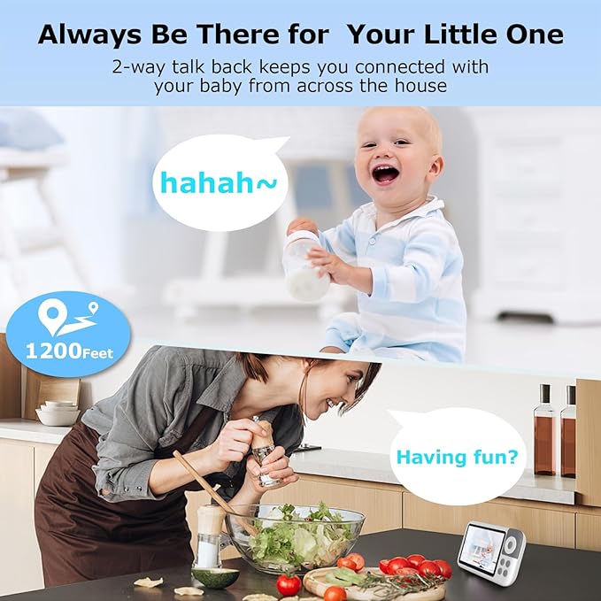 5'' Video Baby Monitor with Camera and Audio,36-Hrs Battery Life,HD Camera Remote Pan Tilt 3X Zoom,Long Range Baby Monitor No WiFi,Night Vision,Portable,2-Way Talk,VOX-Saving Power IPS Screen