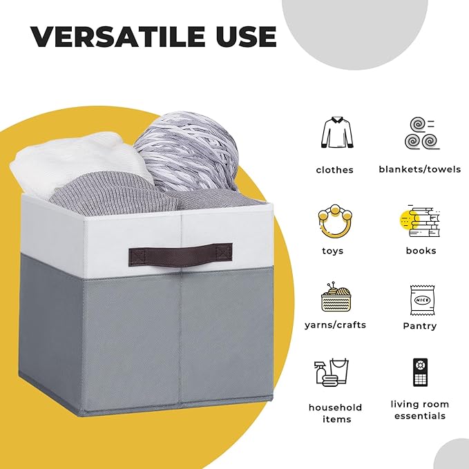 Criusia Fabric Storage Cubes - 13 Inch Large Storage Bins 4 Pack - Clothes Organizer Bins for Closet, Shelves, Cube Organizer/Cubby Collapsible Storage Baskets for Organizing Toys Blanket