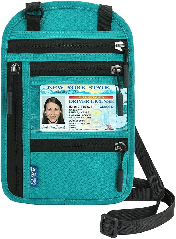 Neck Wallet Lightweight RFID Blocking Waterproof Travel Pouch for Women Men