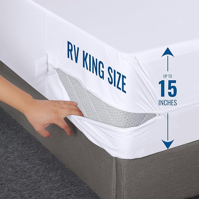 Utopia Bedding Zippered Mattress Encasement RV King, 100% Waterproof Bed Bug and Dust Mite Proof Mattress Protector, Absorbent Six-Sided Mattress Cover