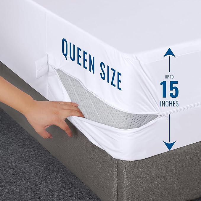 Utopia Bedding Zippered Mattress Encasement Queen Size (Pack of 12) 100% Waterproof, Dust Mite and Bed Bug Proof Mattress Protector, Absorbent 6-Sided Mattress Cover