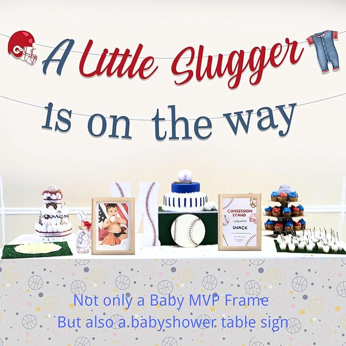 Baby Handprint & Footprint Kit with Photo Frame, Baseball Stand & Display Case – Perfect Newborn Keepsake, Baseball Baby Shower Gifts New Dad First Parent's Father's Day Gift