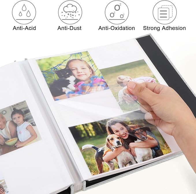 Zesthouse Large 18In Photo Album Self Adhesive 60 Pages, Scrapbook Albums with Sticky Page Holds 10x12 & 8x10 & 5X7 & 4x6 Pictures, DIY Photo Book Ideal Gift for Family Wedding Baby