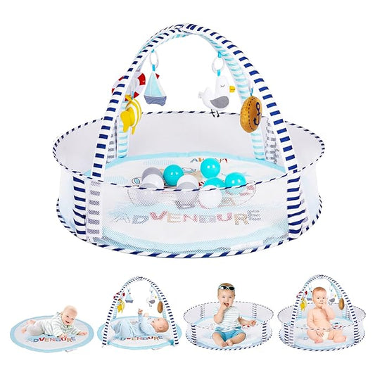 Activity Gym, Baby Play Gym Mat for Toddlers, 0-18 Months Tummy Time Play Mats, Infant Play Gym with Detachable Toys for Sensory Exploration and Motor Skill Development, PM2406